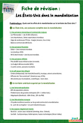 Les États-Unis dans la mondialisation – 4ème – Fiches de révision - PDF à imprimer