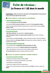 La France et l’UE dans le monde – 3ème – Fiche de révision Brevet / Quiz - PDF à imprimer