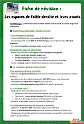 Les espaces de faible densité et leurs atouts – 3ème – Fiche de révision Brevet / Quiz - PDF à imprimer