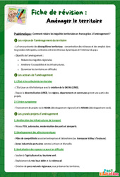 Aménager le territoire – 3ème – Fiche de révision Brevet / Quiz - PDF à imprimer