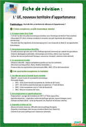 L’UE, nouveau territoire d'appartenance – 3ème – Fiche de révision Brevet / Quiz - PDF à imprimer