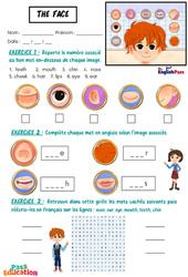 Exercice The Face - Vocabulaire - Exercices - Apprends l'anglais avec Kelly and James - PDF à imprimer