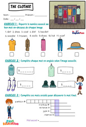 Exercice Clothes - Vocabulaire - Exercices - Apprends l'anglais avec Kelly and James - PDF à imprimer