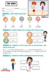 Exercice The body - Vocabulaire - Exercices - Apprends l'anglais avec Kelly and James - PDF à imprimer