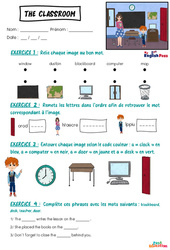 Exercice The classroom - Vocabulaire - Exercices - Apprends l'anglais avec Kelly and James - PDF à imprimer