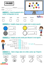 Exercice Colours - Vocabulaire - Exercices - Apprends l'anglais avec Kelly and James - PDF à imprimer