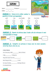 Exercice Nature - Vocabulaire - Exercices - Apprends l'anglais avec Kelly and James - PDF à imprimer