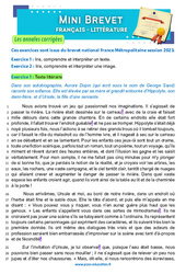 Histoire de ma vie – G. Sand - 3ème - Mini-brevet - Français - Annales corrigées - PDF à imprimer