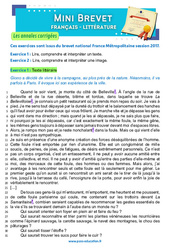 Les Vraies Richesses - Jean Giono - 3ème - Mini-brevet - Français - Annales corrigées - PDF à imprimer
