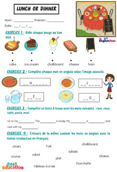Exercice At lunch or dinner - Vocabulaire - Exercices - Apprends l'anglais avec Kelly and James - PDF à imprimer