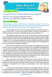 Emma Bovary - G. Flaubert - 3ème - Mini-brevet - Français - Annales corrigées - PDF à imprimer