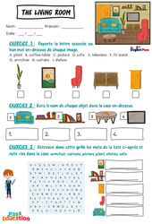 The living room - Vocabulaire - Exercices - Apprends l'anglais avec Kelly and James - PDF à imprimer