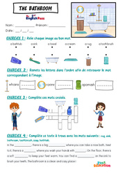 The bathroom - Vocabulaire - Exercices - Apprends l'anglais avec Kelly and James - PDF à imprimer