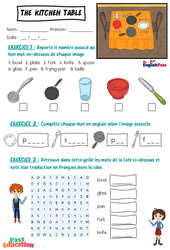 The Kitchen Table - Vocabulaire - Exercices - Apprends l'anglais avec Kelly and James - PDF à imprimer