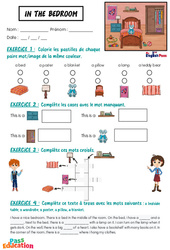 In the bedroom - Vocabulaire - Exercices - Apprends l'anglais avec Kelly and James - PDF à imprimer