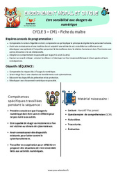 Être sensibilisé aux dangers du numérique – CM1 – Fiche de préparation – EMC - PDF à imprimer