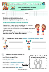 Faire vivre l’égalité entre les garçons et les filles – CP – Exercices – EMC - PDF à imprimer