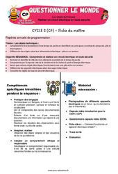 Séquence - Fiche de préparation Réaliser un circuit électrique en toute sécurité – CP – Séquence + vidéo – Apis & ses amis - Cycle 2 - PDF à imprimer