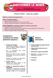 Séquence - Fiche de préparation Réaliser un circuit électrique en toute sécurité – CE1 – Séquence + vidéo – Apis & ses amis - Cycle 2 - PDF à imprimer