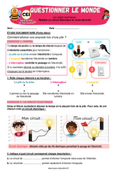 Exercice Réaliser un circuit électrique en toute sécurité – CE1 – Exercices – Apis & ses amis - Cycle 2 - PDF à imprimer