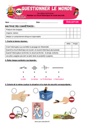 Evaluation Réaliser un circuit électrique en toute sécurité – CE1 – Evaluation – Apis & ses amis - Cycle 2 - PDF à imprimer