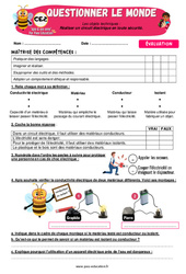 Evaluation Réaliser un circuit électrique en toute sécurité – CE2 – Evaluation – Apis & ses amis - Cycle 2 - PDF à imprimer