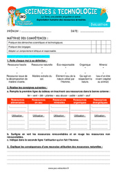 Exploitation humaine des ressources terrestres – Cm2 – Evaluation – Edith Eprouvette - Cycle 3 - PDF à imprimer