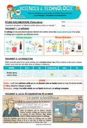 Les mélanges : Dissolution et évaporation – Cm1 – Exercices – Edith Eprouvette - Cycle 3 - PDF à imprimer