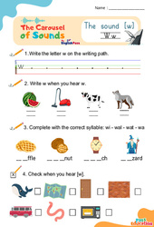 Le son [w] – Phonologie anglaise – Carousel of Sounds – Vidéo interactive + Fiche - Cycle 2 - PDF à imprimer