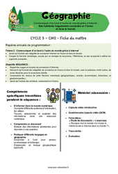 Séquence - Fiche de préparation Des habitants inégalement connectés en France et dans le monde – Cm2 – Séquence + vidéo – Miss Boussole - Cycle 3 - PDF à imprimer