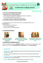 Leçon La démocratie, le suffrage universel – CM1 – Leçon – EMC - Cycle 3 - PDF à imprimer