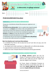 Exercice La démocratie, le suffrage universel – CM1 – Exercices – EMC - Cycle 3 - PDF à imprimer
