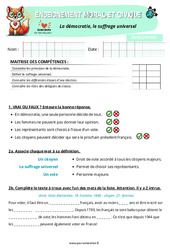 Evaluation La démocratie, le suffrage universel – CM1 – Evaluation – EMC - Cycle 3 - PDF à imprimer