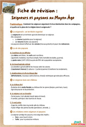 Seigneurs et paysans au Moyen Âge – 5ème – Fiche de révision / QCM - Cycle 4 - PDF à imprimer