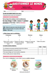 La croissance corporelle – CE1 – Exercices – Apis & ses amis - Cycle 2 - PDF à imprimer