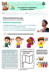 Exercice Les symboles de la République: le drapeau et l’hymne – CP – Exercices – EMC - Cycle 2 - PDF à imprimer