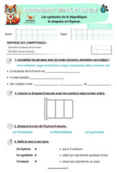 Evaluation Les symboles de la République: le drapeau et l’hymne – CP – Evaluation – EMC - Cycle 2 - PDF à imprimer