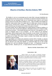 Exercice Meurtre à Honfleur, Martine Delerm, 1997 - 4ème - Littérature - Cycle 4 - PDF à imprimer