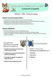 La fraternité et l’empathie – CM1 – Fiche de préparation – EMC - Cycle 3 - PDF à imprimer