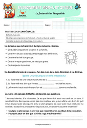 Evaluation La fraternité et l’empathie – CM1 – Evaluation – EMC - Cycle 3 - PDF à imprimer