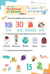 Vidéo interactive /ɜː/ ur ir er ear or – CP CE1 CE2 CM1 CM2 – Carousel of Sounds – Vidéo interactive + Fiches + Poster