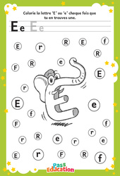Lettre E – MS –  GS – Discrimination visuelle – Maternelle - Cycle 1 - PDF à imprimer