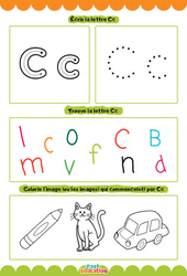 Exercice Lettre C – Apprendre à écrire les lettres – MS – GS – Maternelle - Cycle 1 - PDF à imprimer