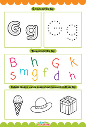 Exercice Lettre G – Apprendre à écrire les lettres – MS – GS – Maternelle - Cycle 1 - PDF à imprimer