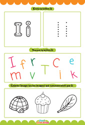 Exercice Lettre I – Apprendre à écrire les lettres – MS – GS – Maternelle - Cycle 1 - PDF à imprimer