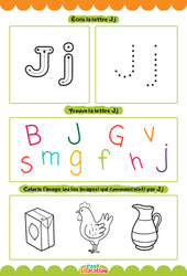 Exercice Lettre J – Apprendre à écrire les lettres – MS – GS – Maternelle - Cycle 1 - PDF à imprimer