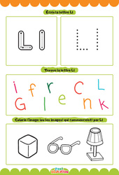 Exercice Lettre L – Apprendre à écrire les lettres – MS – GS – Maternelle - Cycle 1 - PDF à imprimer