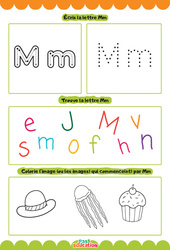Exercice Lettre M – Apprendre à écrire les lettres – MS – GS – Maternelle - Cycle 1 - PDF à imprimer