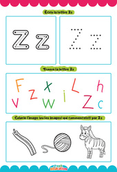 Exercice Lettre Z – Apprendre à écrire les lettres – MS – GS – Maternelle - Cycle 1 - PDF à imprimer