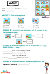 Weather – Vocabulaire – Exercices – Apprends l’anglais avec Kelly and James - Cycle 1 - PDF à imprimer